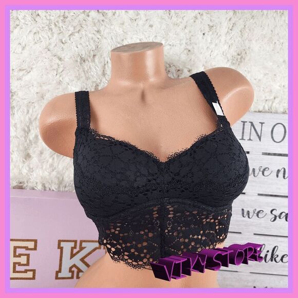 NWT Victoria's Secret Black Lace Bralette Small #7212 - Perfect Fit for All 💖 N - Picture 1 of 6